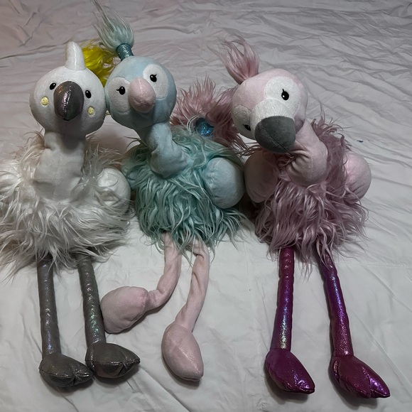 Plush Stuffed Animal Set - White, Blue, and Pink - Picture 1 of 2